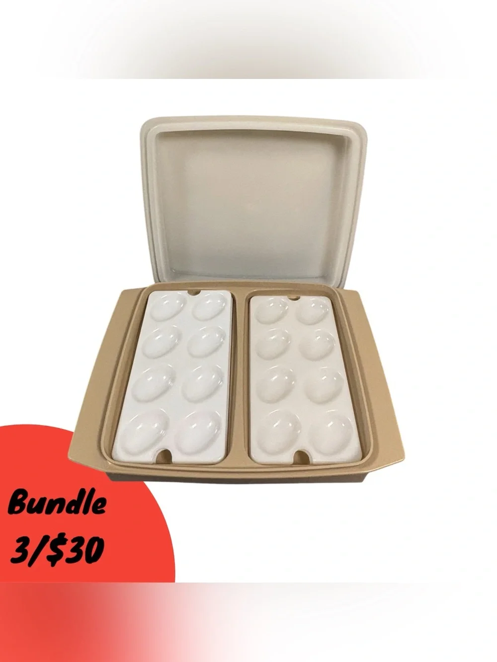 Tupperware Beige and White deviled Eggs Storage Container Food Storage Holidays